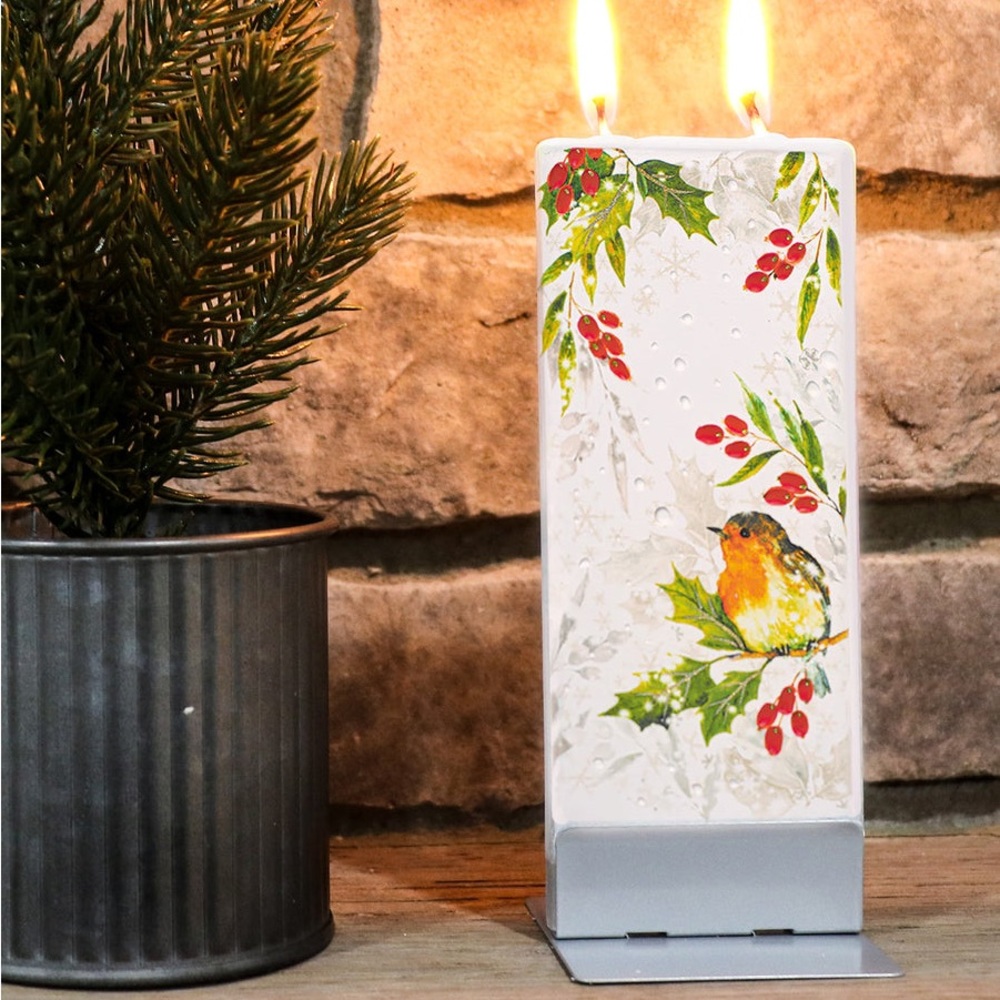 🔥2/$30🔥 *SEALED* Flatyz Hand-Crafted Candle - Christmas Bird on Branch Robin